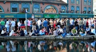 Summer drinks on the Grand Canal at The Barge Pub in Dublin